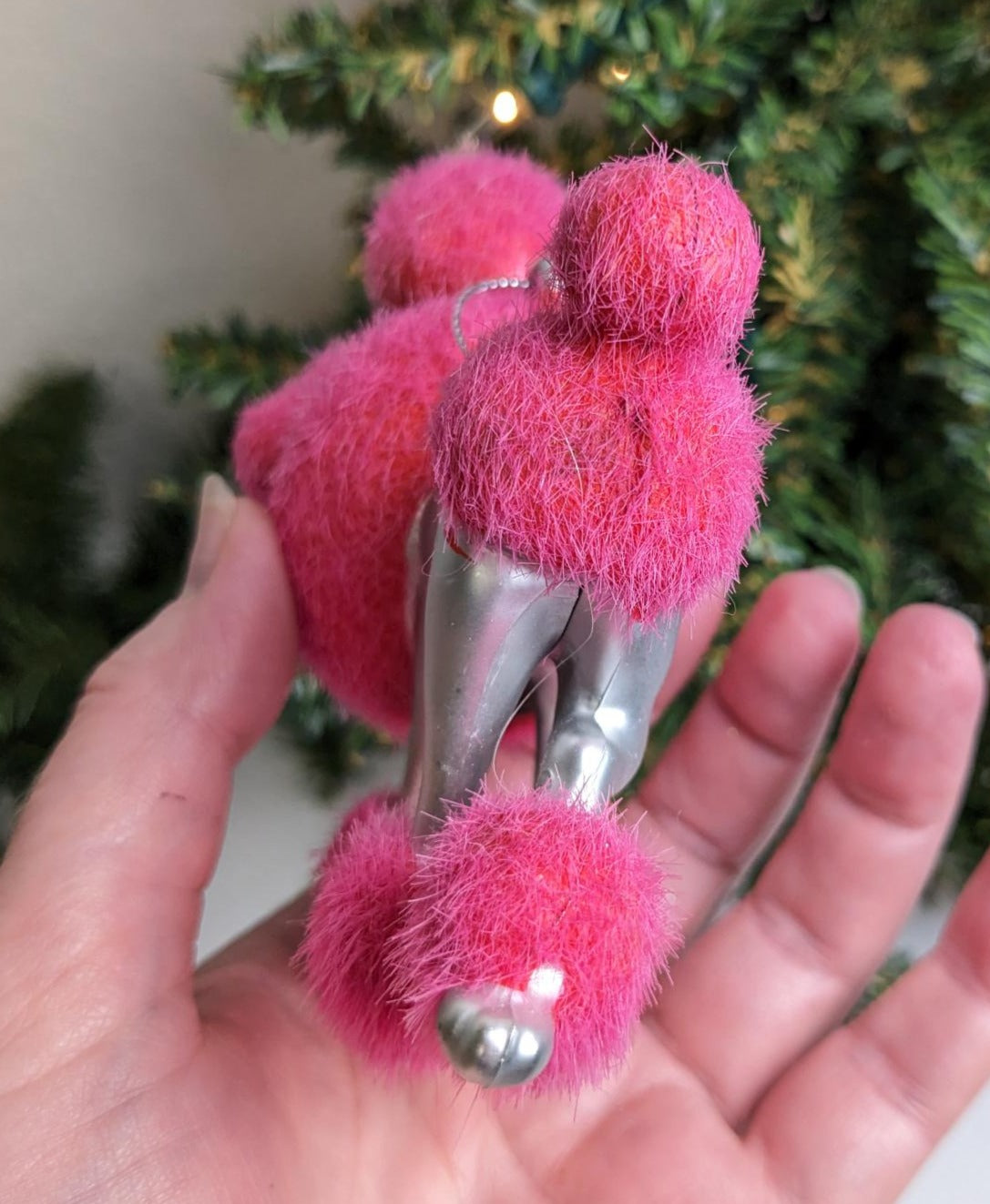 Pink Poodle Christmas Ornament