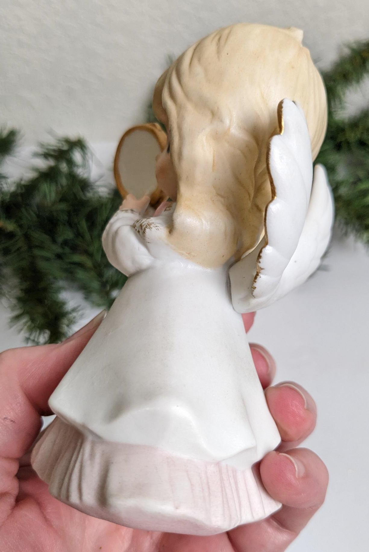 Vintage Homco Angel with Tambourine Christmas Figurine