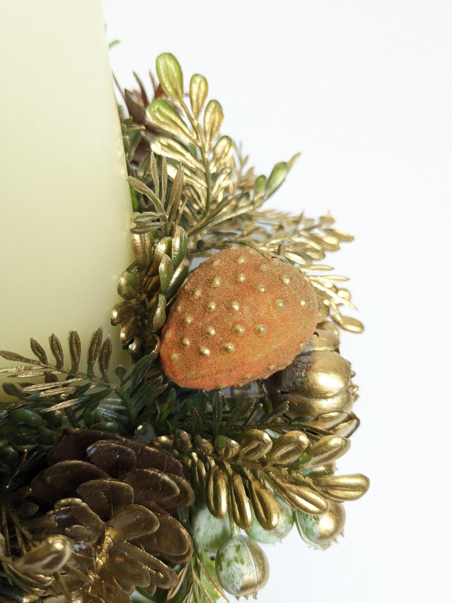 Vintage Gold Christmas Candle Ring Wreaths, Made in Hong Kong