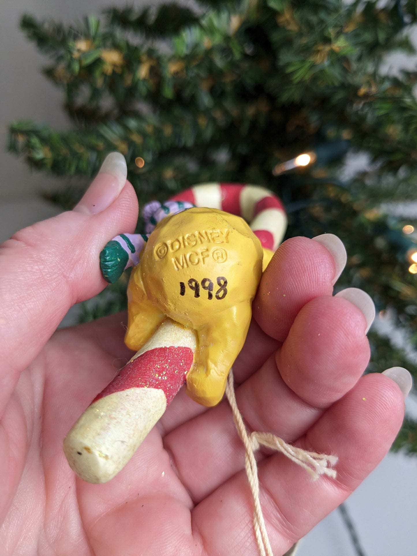 Classic Winnie the Pooh with Candy Cane Christmas Ornament