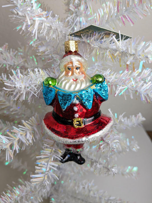 NWT Old World Christmas "Jolly Santa" Glass Ornament