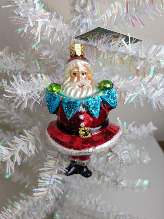 Jolly Santa Claus Blown Glass Tree Ornament by Old World Christmas - RETIRED