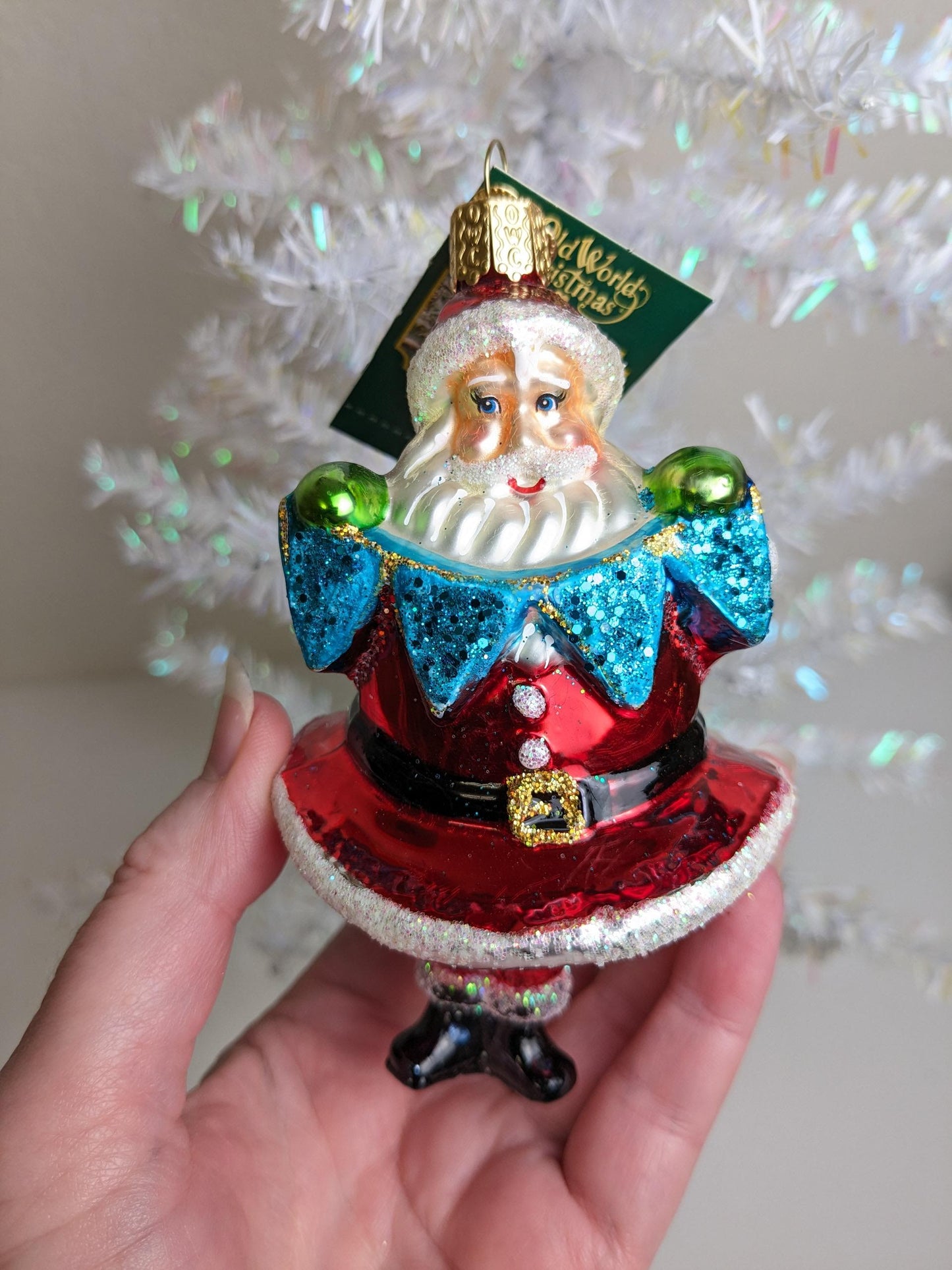 Jolly Santa Claus Blown Glass Tree Ornament by Old World Christmas - RETIRED