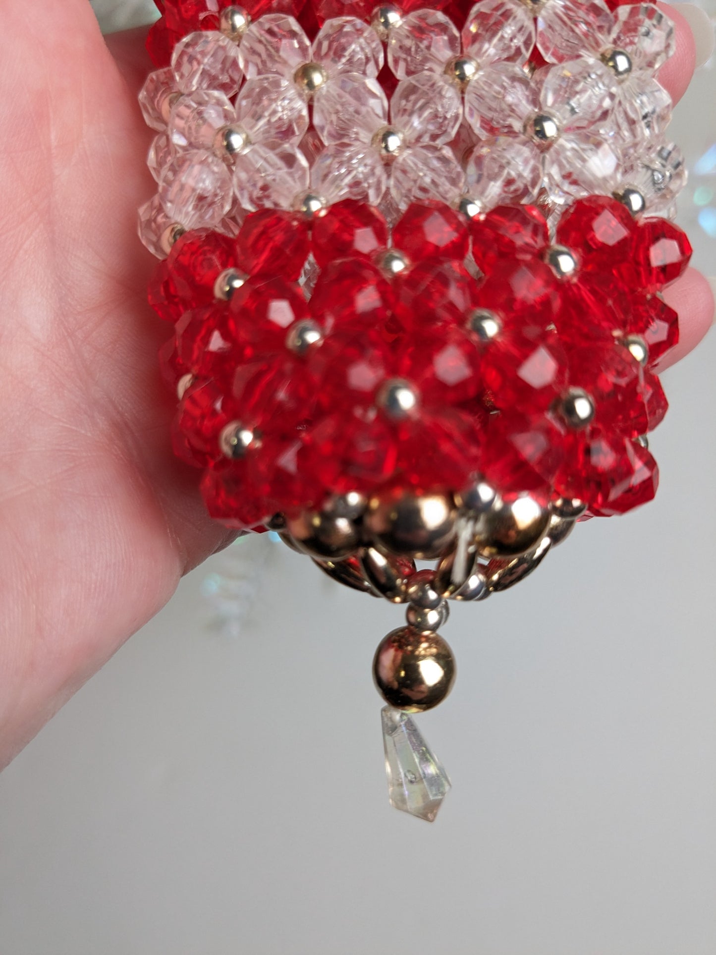 Vintage Red Beaded Christmas Ornament