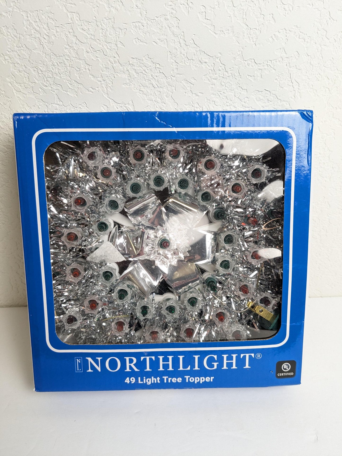 Northlight Light-Up Silver Tinsel Christmas Tree Topper