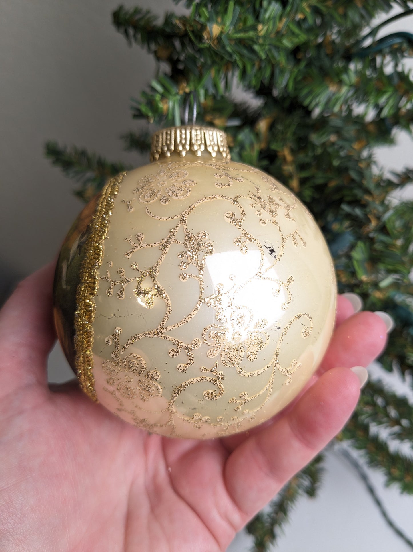 Vintage 1985 Krebs Cherub Angels Masters on Silk Christmas Ornament