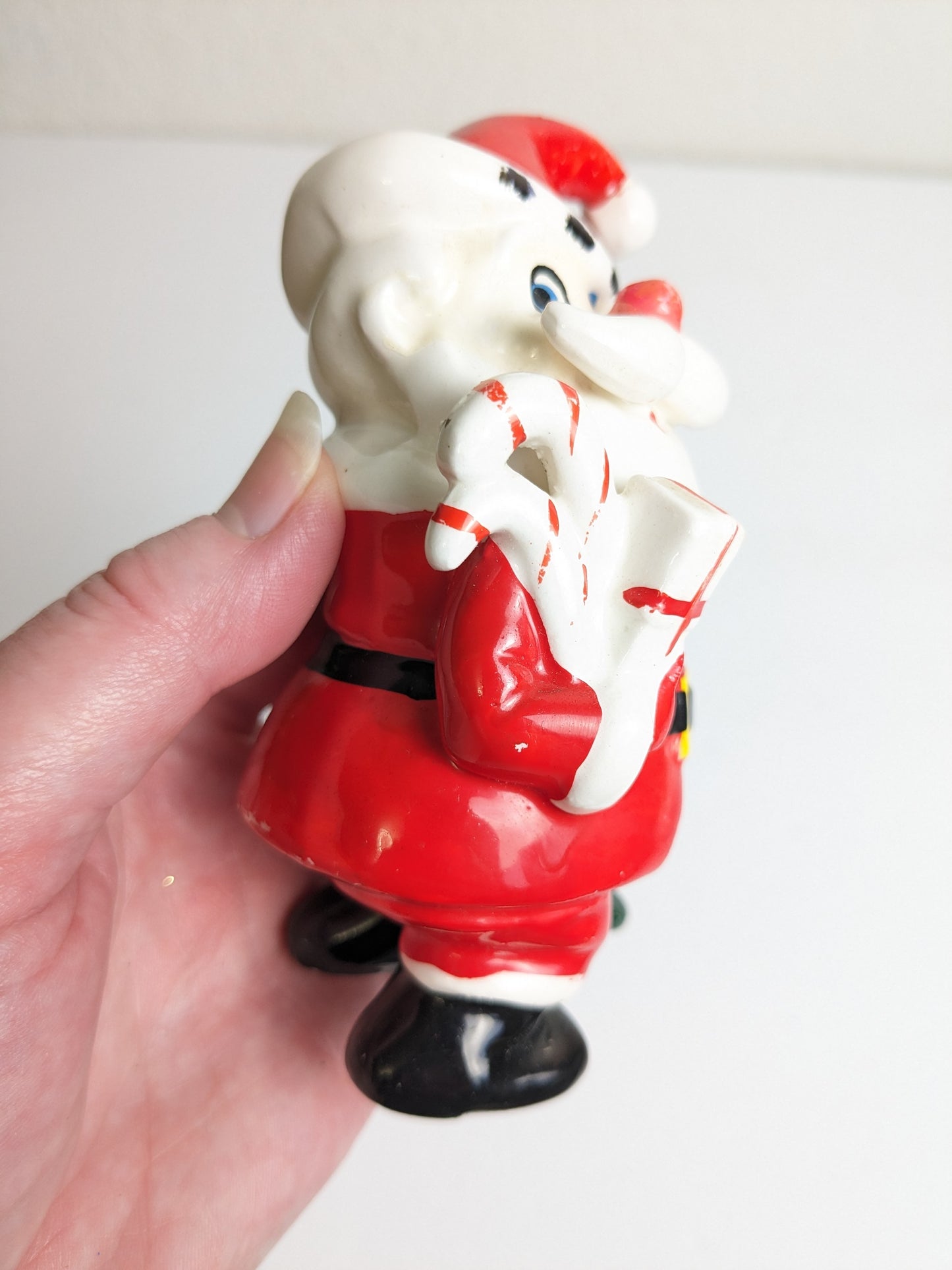 Vintage Kreiss Santa Claus Green Stocking Figurine - Made in Japan