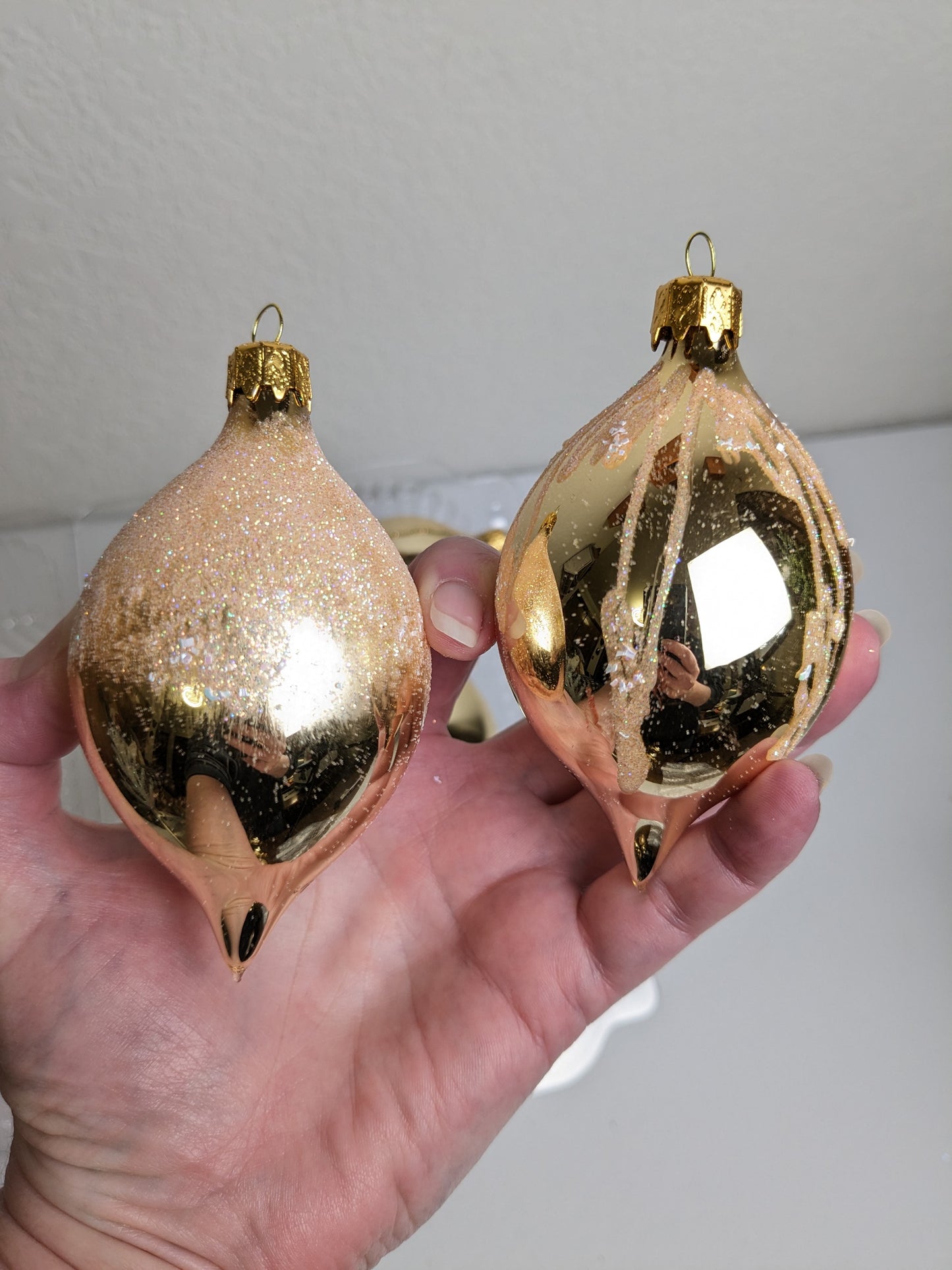 Vintage Gold Teardrop Christmas Ornaments