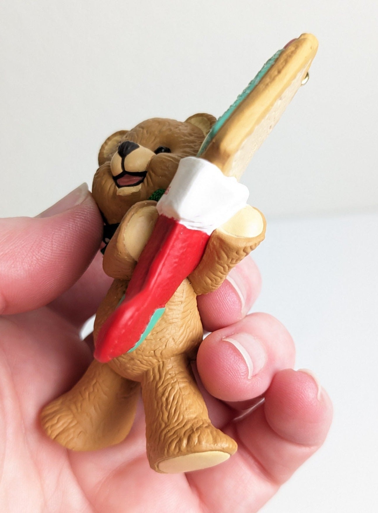 Teddy Bear Ornament with Stocking celebrating a child's 5th Christmas - Hallmark Keepsake Ornament 1998