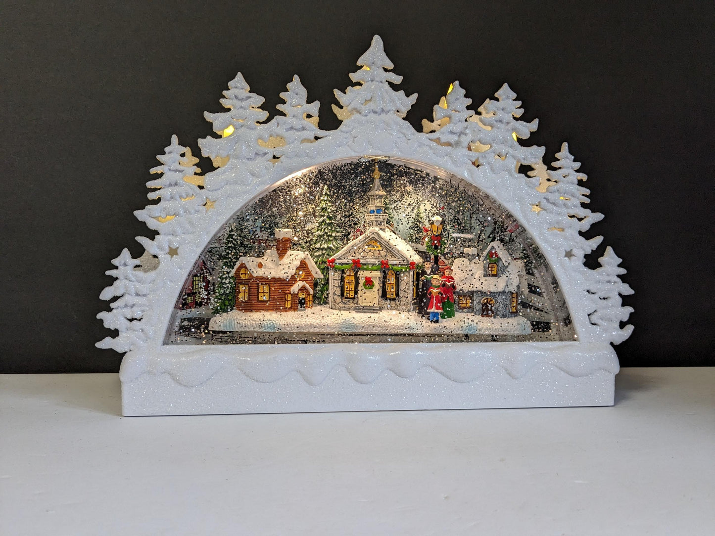 Roman Confetti Lites Swirl Arch Light Up Church Snow Globe