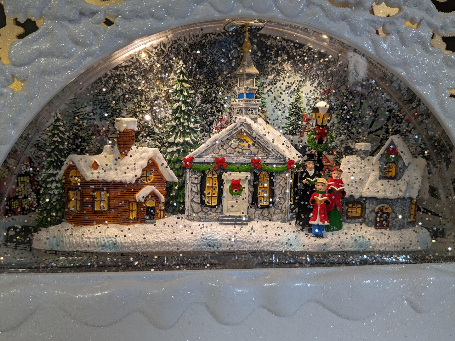 Roman Confetti Lites Swirl Arch Light Up Church Snow Globe
