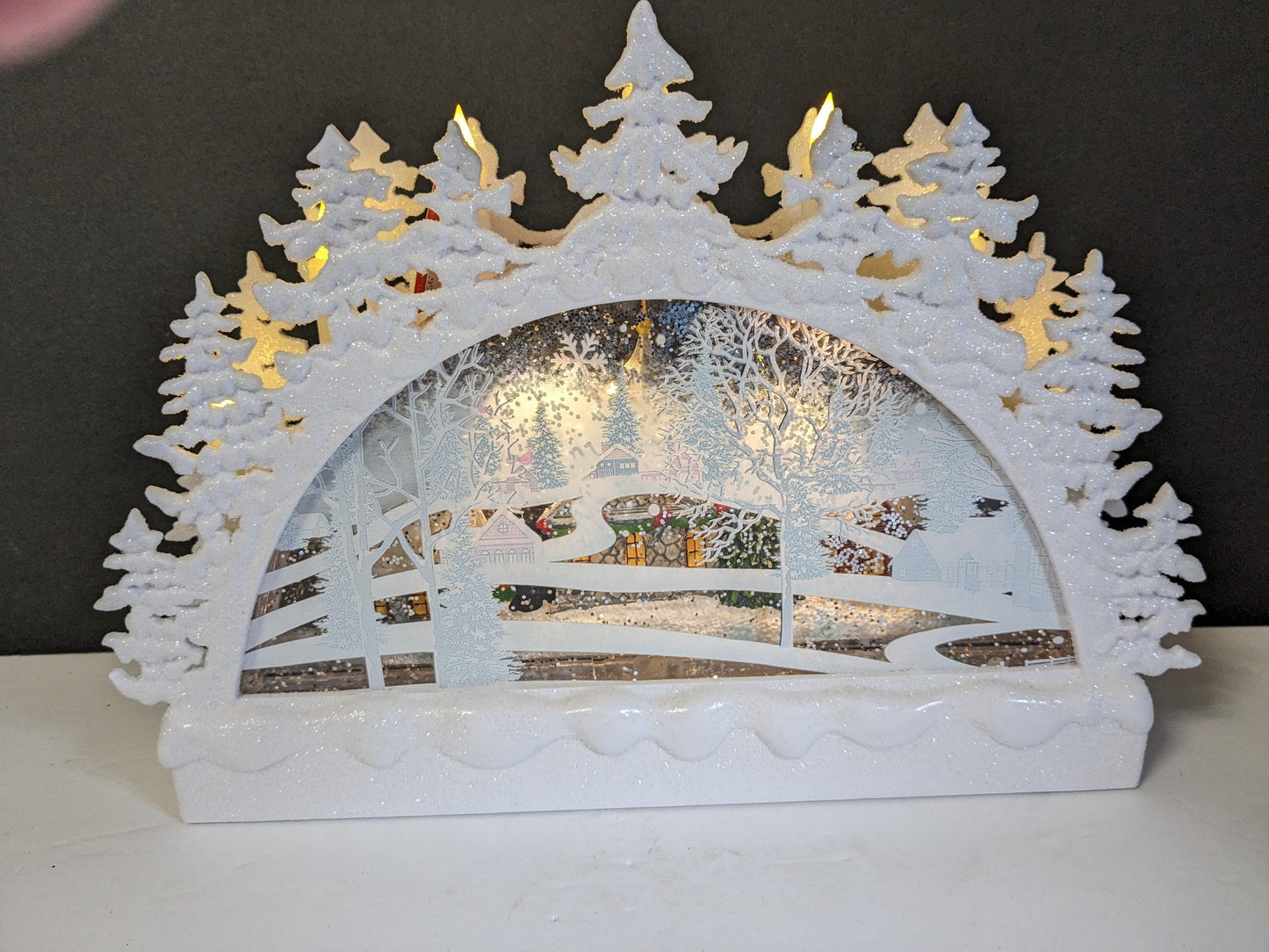 Roman Confetti Lites Swirl Arch Light Up Church Snow Globe