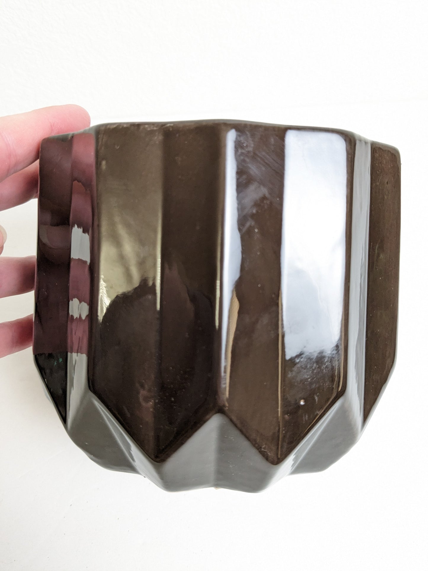 Small Chocolate Brown Ceramic Planter 4 1/2"