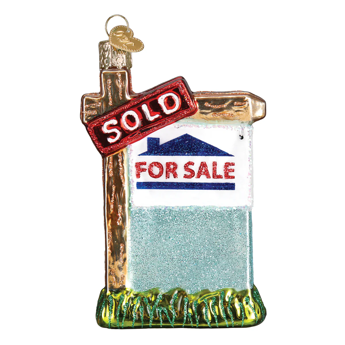 Realty Sign Blown Glass Tree Ornament by Old World Christmas - Gift for Realtor