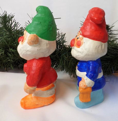 Vintage Homco Santa and Elf Papier Mache