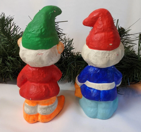 Vintage Homco Santa and Elf Papier Mache