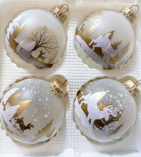 Vintage Krebs Snowy Deer Ornaments