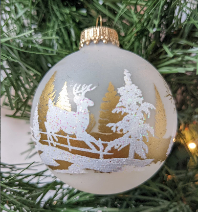 Vintage Krebs Snowy Deer Ornaments