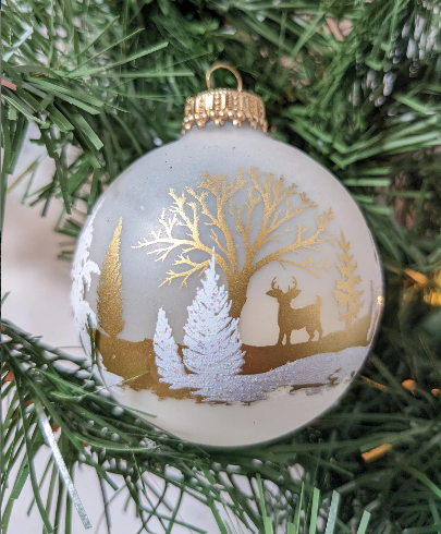 Vintage Krebs Snowy Deer Ornaments