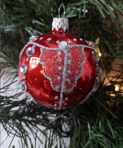 Vintage Poland Glass Glitter Ornaments