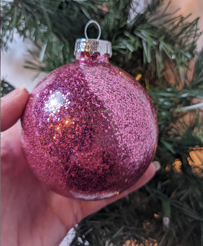 Hot Pink Sparkly Christmas Ornaments