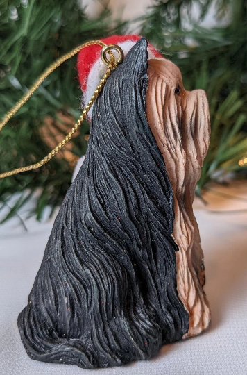 Long Haired Yorkie Christmas Ornament