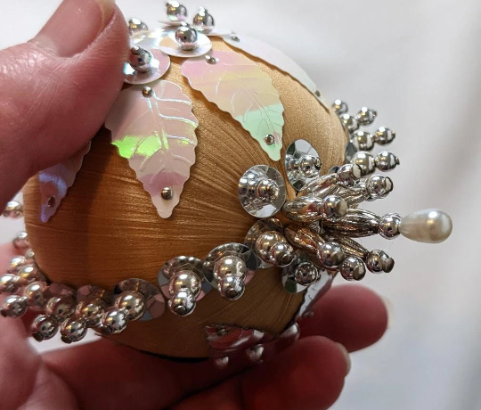 Vintage Handmade Beaded Pushpin Ornament