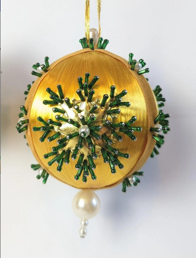 Gold Snowflake Beaded Pushpin Christmas Ornaments