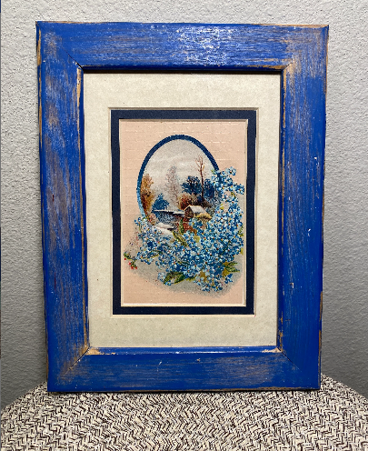 Vintage 1910 Cabin Postcard in Blue Frame