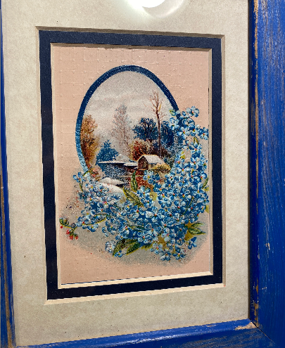 Vintage 1910 Cabin Postcard in Blue Frame