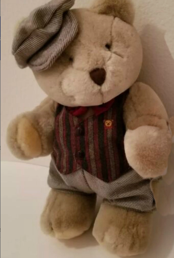 Vintage Bearland Plush Stuffed Animal - Jointed Teddy Bear 16" Tweed Hat from 1985