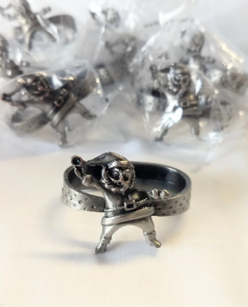Metal Dancing Santa Napkin Rings Set