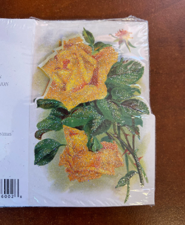 Retired 'Yellow Roses' Old World Christmas Mini Card