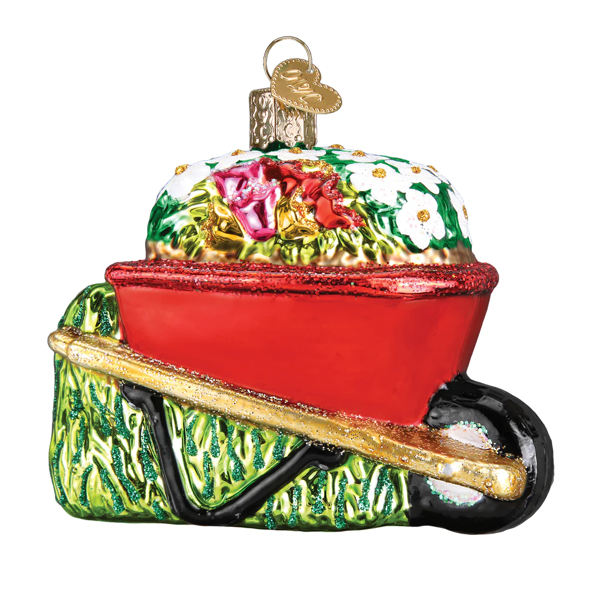 Wheelbarrow Full of Flowers - Blown Glass Tree Ornament by Old World Christmas