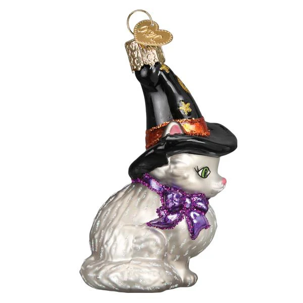 Witch Kitten Halloween-Themed Blown Glass Tree Ornament by Old World Christmas