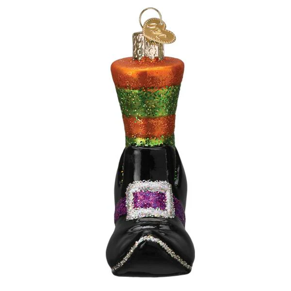 Witch's Sock and Show Halloween Themed Blown Glass Tree Ornament by Old World Christmas