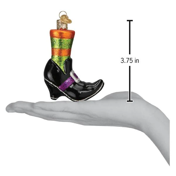 Witch's Sock and Show Halloween Themed Blown Glass Tree Ornament by Old World Christmas