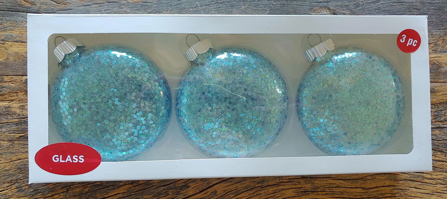 Turquoise Glitter Christmas Ornaments