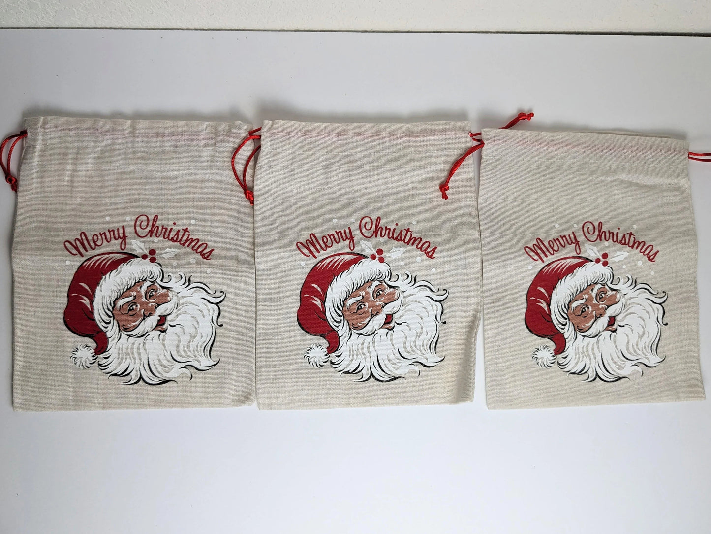 Merry Christmas Santa Canvas Gift Bags
