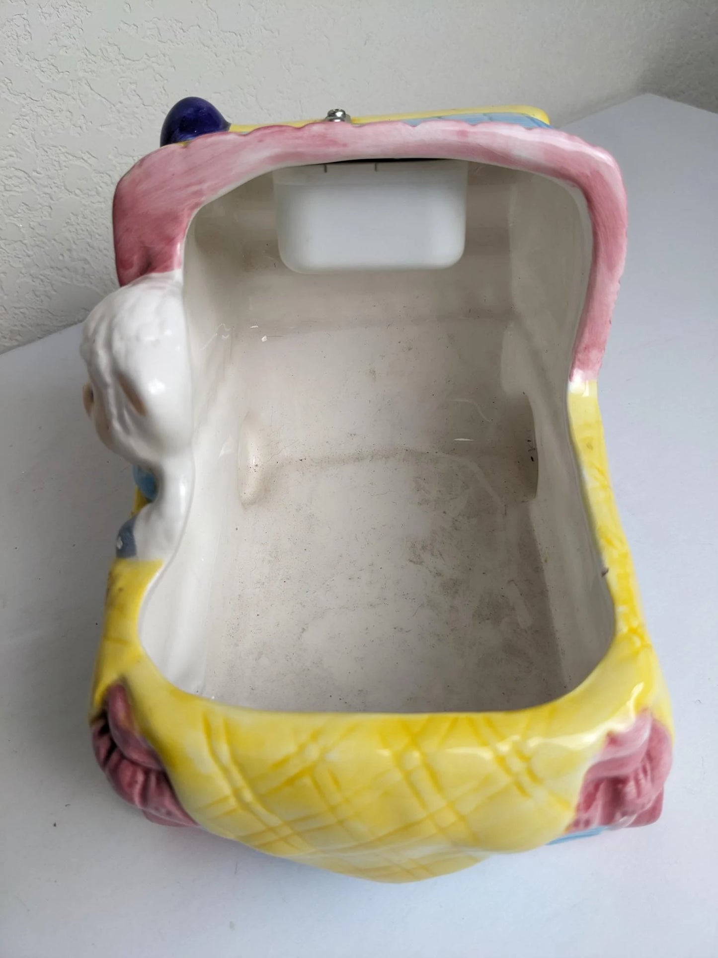 Vintage Baby Lamb in Stroller Bassinet Planter Vase