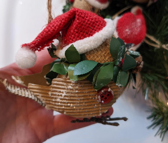 Burlap Bird Christmas Ornaments