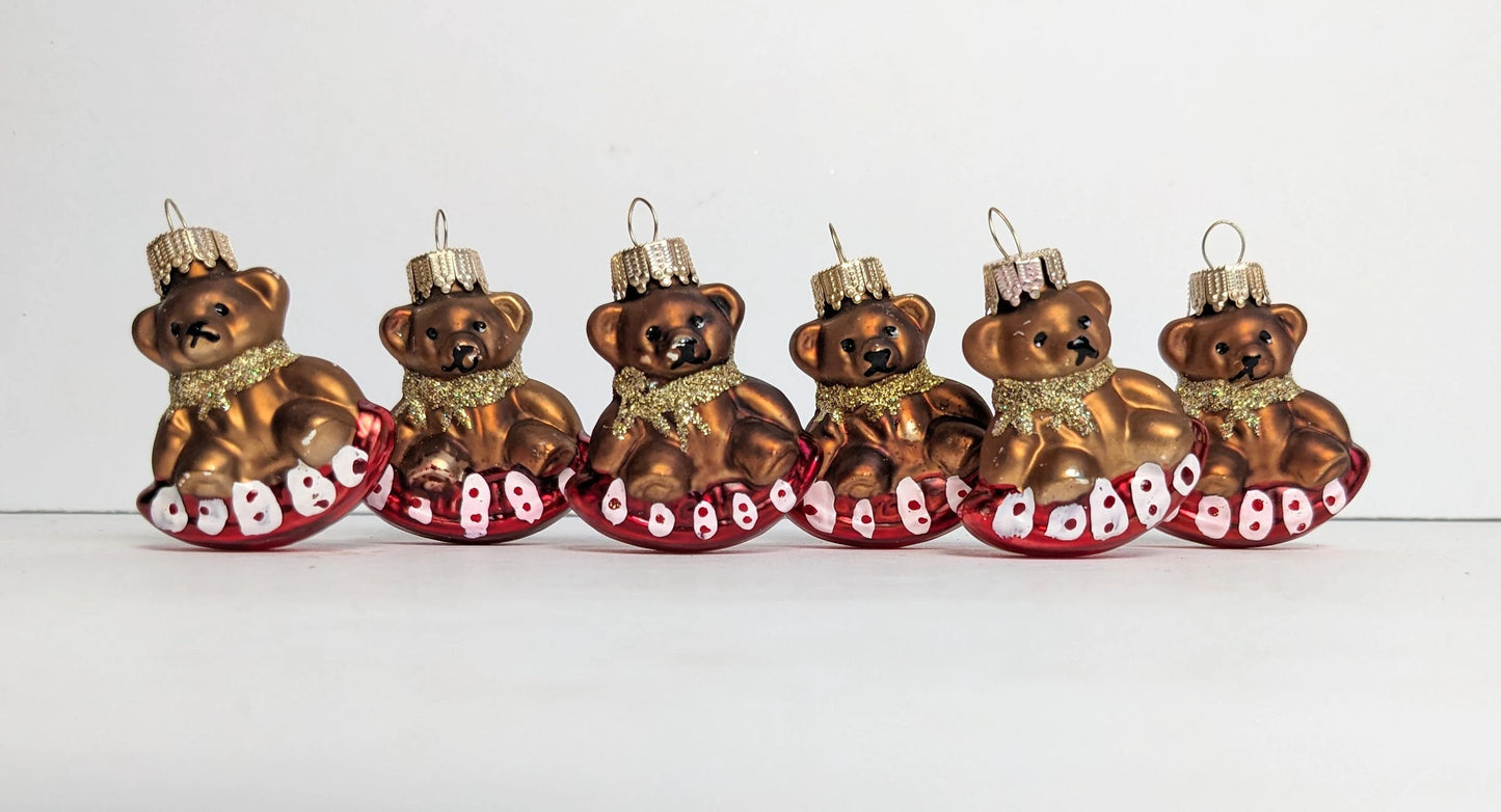Vintage Brown Bear Blown Glass Ornaments