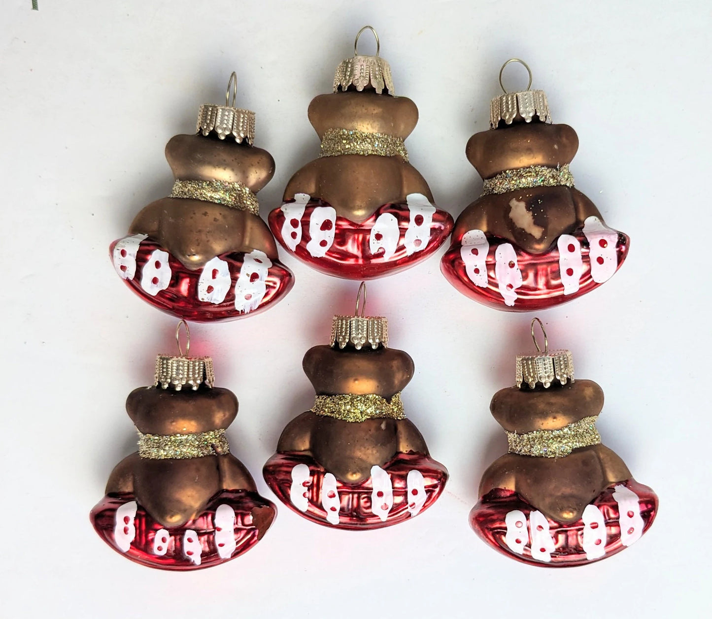 Vintage Brown Bear Blown Glass Ornaments
