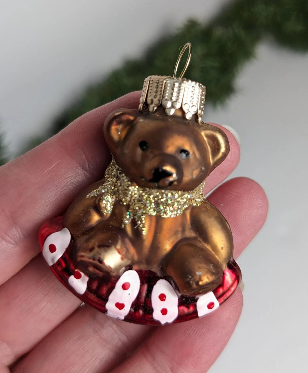 Vintage Brown Bear Blown Glass Ornaments