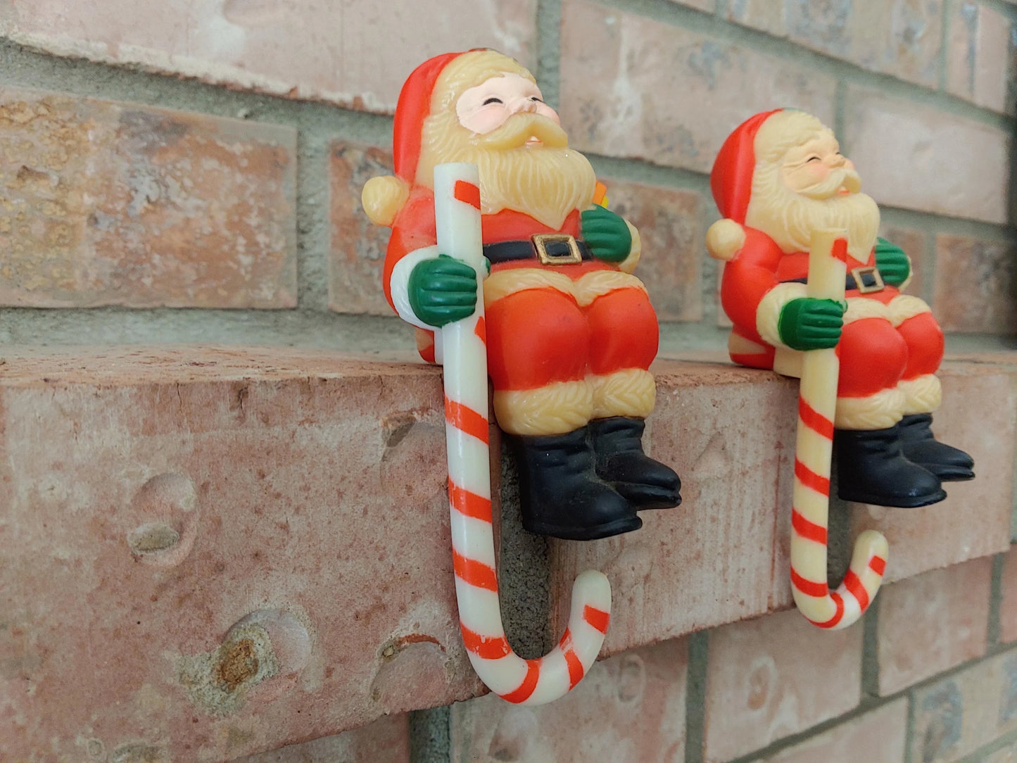 Vintage Santa Claus Plastic Christmas Stocking Holders