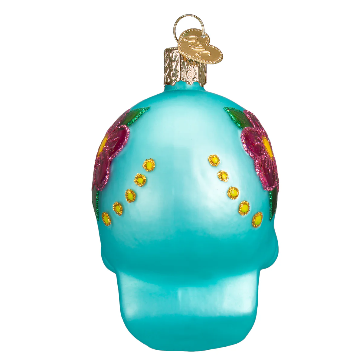 Blue Day of the Dead Sugar Skull Blown Glass Halloween or Tree Ornament by Old World Christmas - Día de los Muertos