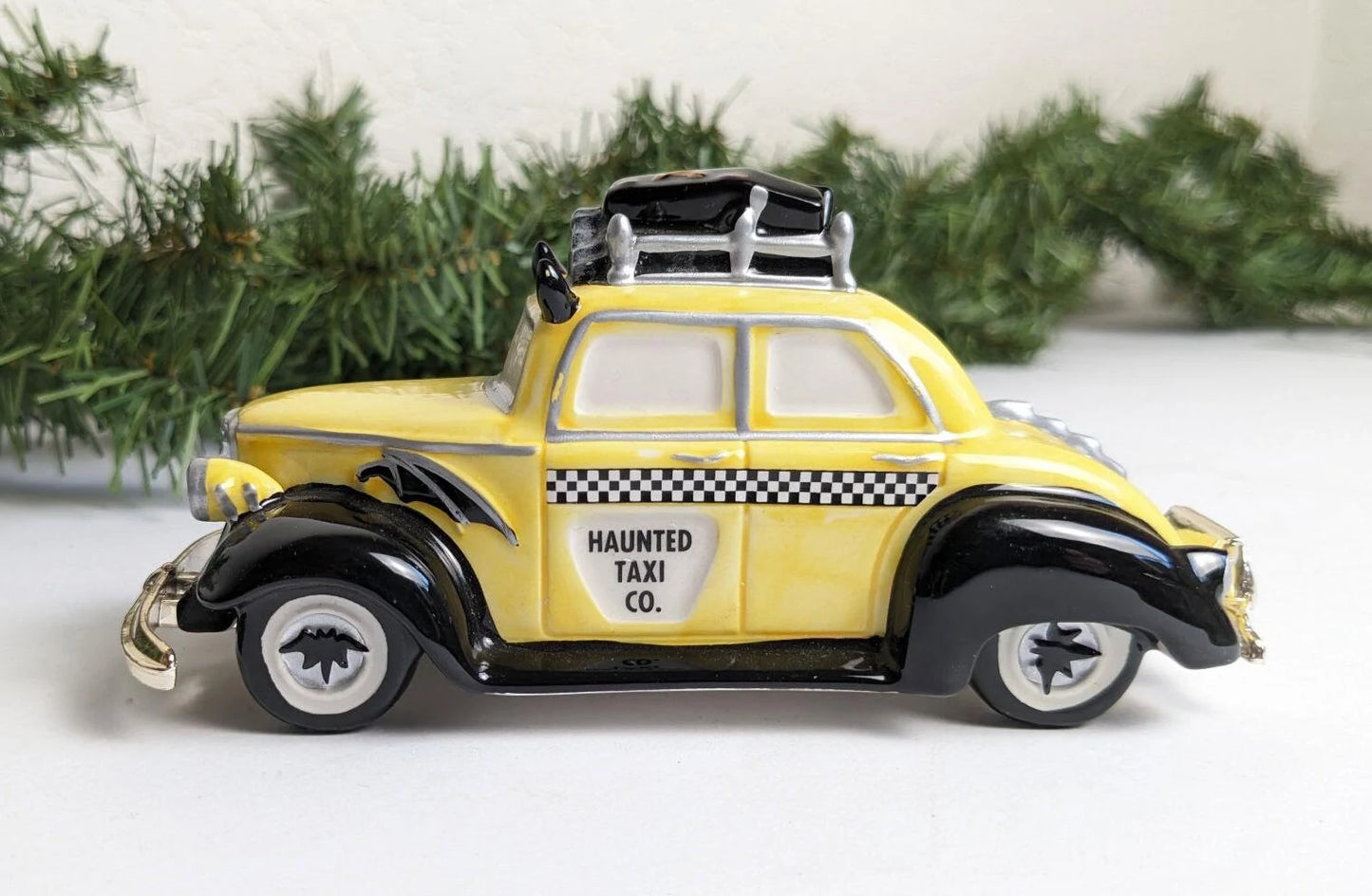 Snow Village Halloween Haunted Taxi Village Accessory