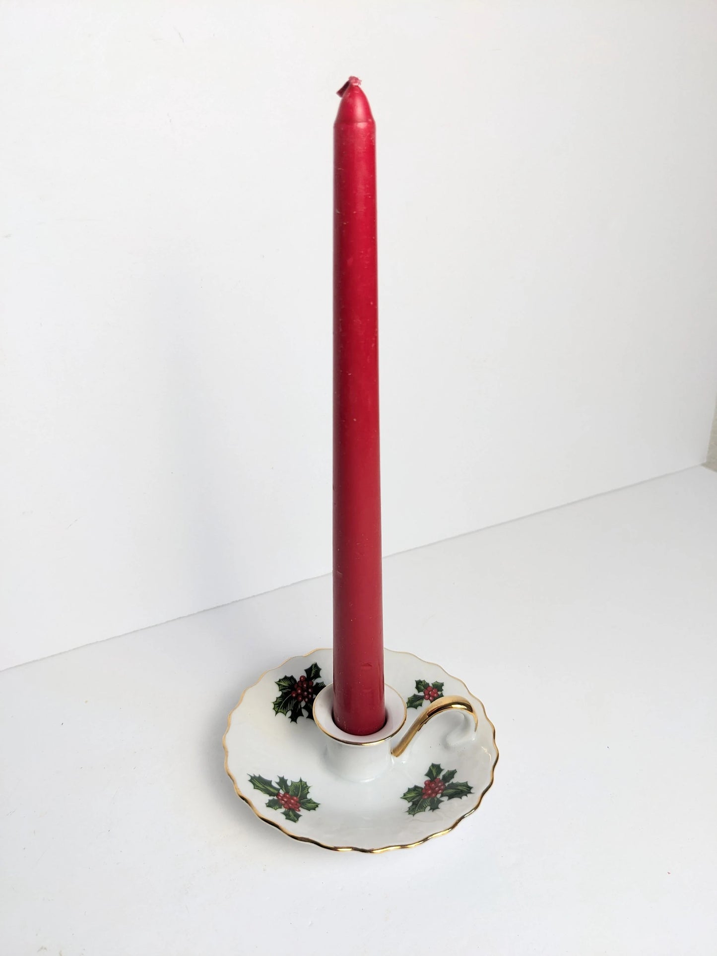 Lefton Holly Christmas Candle Stick Holder