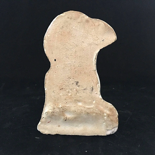 Vintage Chalkware Black & White Dog with Red Bow Tie