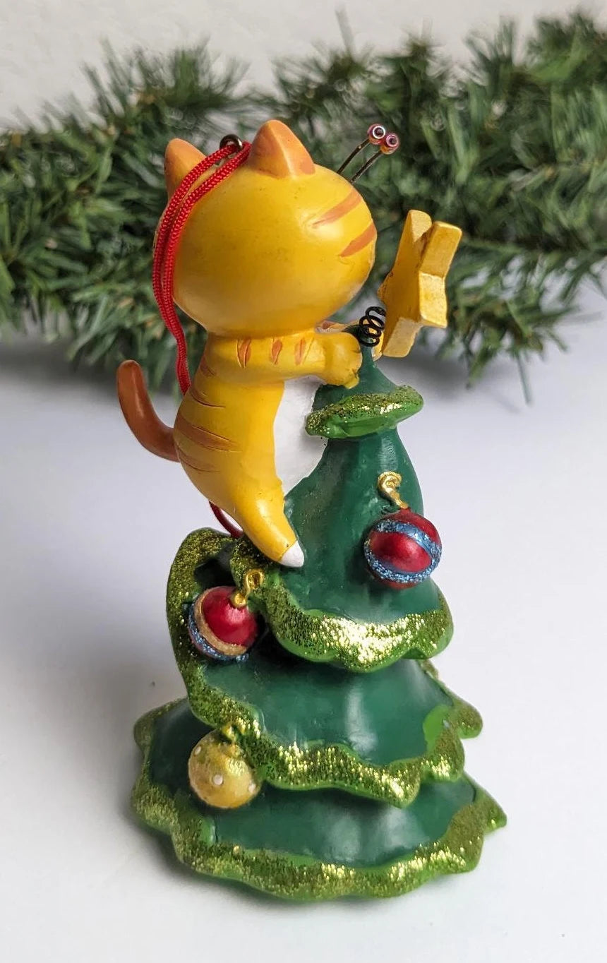 Cat Climbing Christmas Tree Christmas Ornament